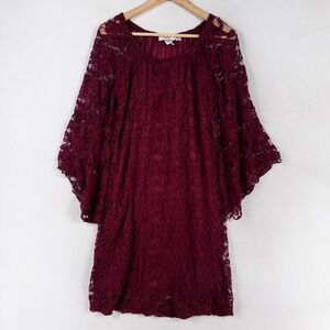 Jody California Dress Sz Large Burgundy Red Lace Whimsigoth Dark Fairy Romantic
